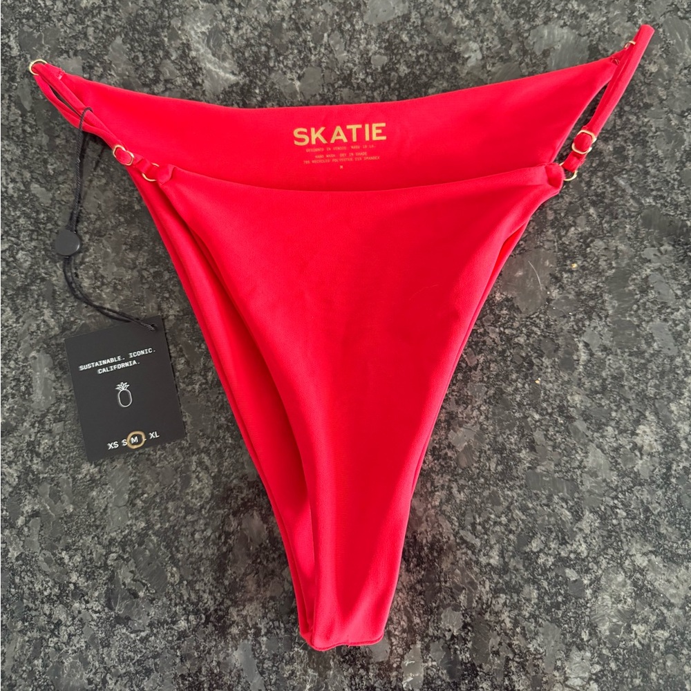 Skatie Red High-Cut Bikini Bottoms